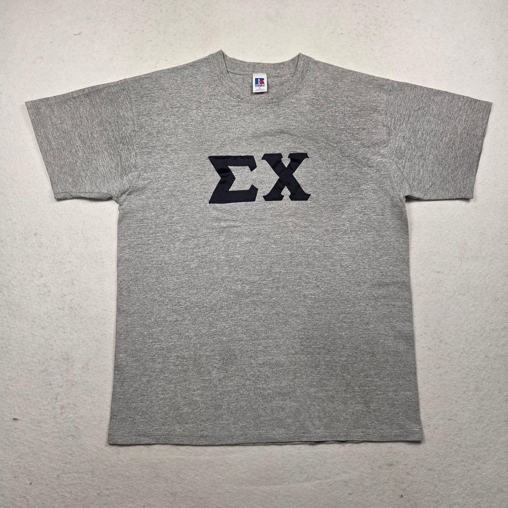 Vintage Russell Athletic Sigma Chi Greek T-Shirt Mens XL Gray Made in USA 90's